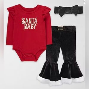 Baby Essentials Santa Baby Baby Girls 3pc Pants Set 3 months BNWT